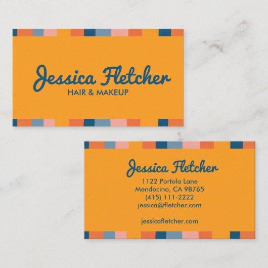 Farbenfrohe Candy Stripes Minimalistisch Orange Visitenkarte (Vorne/Hinten)