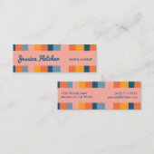 Farbenfrohe Candy Stripes Minimalistisch rosa Mini Visitenkarte (Vorne/Hinten)