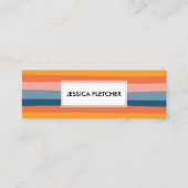 Farbenfrohe Candy Stripes Minimalistischer Chic QR Mini Visitenkarte (Vorderseite)
