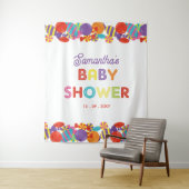 Farbenfrohe Candy Theme Babydusche Hintergrund Wandteppich (Beispiel)