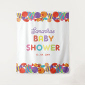 Farbenfrohe Candy Theme Babydusche Hintergrund Wandteppich (Vorderseite)