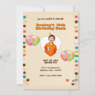 Farbenfrohe Candy-Themed Pearl Hintergrund Geburts Einladung