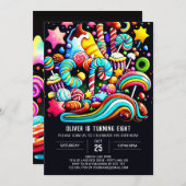 Farbenfrohe Candy Wonderland Geburtstag Einladung (Vorne/Hinten)