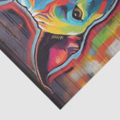 Farbenfrohe Canine Chaos: Ein Pop Art Pitbull Seidenpapier (Detail)