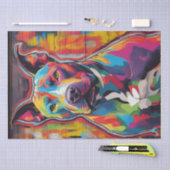 Farbenfrohe Canine Chaos: Ein Pop Art Pitbull Seidenpapier (Handwerk)