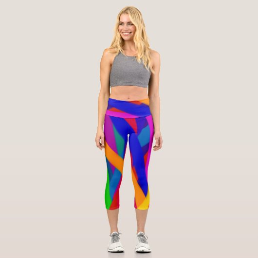 Farbenfrohe Capri Yoga Pants Leggings (Vorderseite)