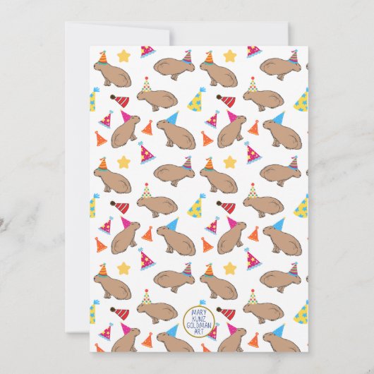 Farbenfrohe Capybaras Niedliche Kinder Regenwald G Einladung (Rückseite)