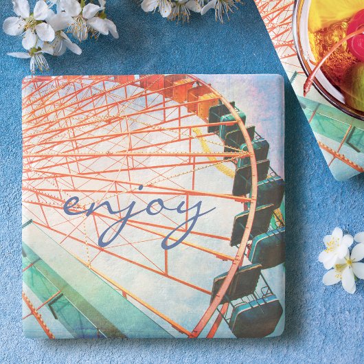 Farbenfrohe Carnival Ferris Wheel genießen Skripta Steinuntersetzer