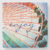 Farbenfrohe Carnival Ferris Wheel genießen Skripta Steinuntersetzer (Vorderseite)