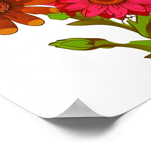 Farbenfrohe Cartoon Blume Poster (Ecke)