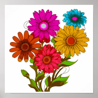 Farbenfrohe Cartoon Blume Poster