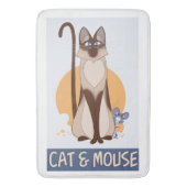 Farbenfrohe Cartoon Cat and Mouse Badematte (Vorderseite Vertikal)