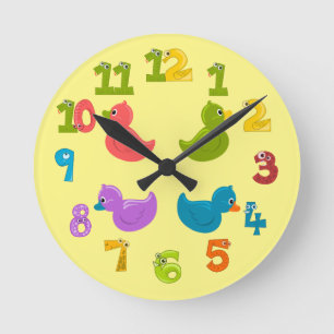 Farbenfrohe Cartoon Encks Children's Runde Wanduhr