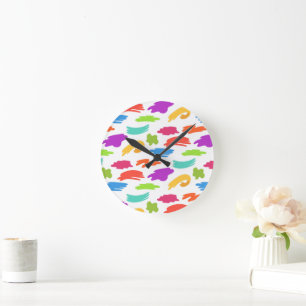 Farbenfrohe Cartoon-Farbstreiche Runde Wanduhr