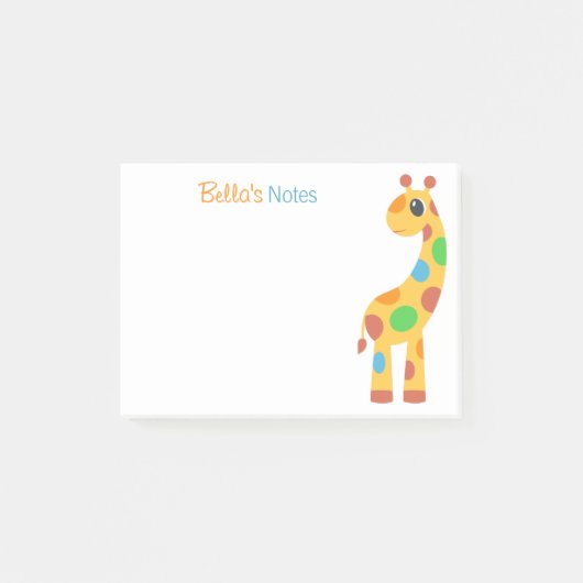 Farbenfrohe Cartoon Giraffe Post-it Klebezettel (Vorderseite)