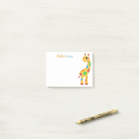 Farbenfrohe Cartoon Giraffe Post-it Klebezettel (Auf Schreibtisch)