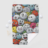 Farbenfrohe Cartoon Golf Balls mit sonnigen Gesich Golfhandtuch (Insitu)
