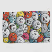 Farbenfrohe Cartoon Golf Balls mit sonnigen Gesich Golfhandtuch (Horizontal)