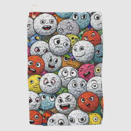 Farbenfrohe Cartoon Golf Balls mit sonnigen Gesich Golfhandtuch