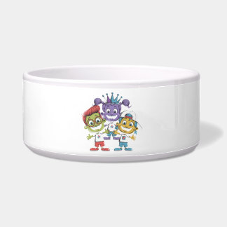 Farbenfrohe Cartoon Kinder mit spielerischen Ausdr Napf