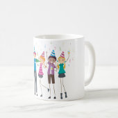Farbenfrohe Cartoon-Kinderparty-Feier Kaffeetasse (VorderseiteRechts)