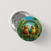 Farbenfrohe Cartoon Papageien Button (Vorne & Hinten)