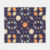 Farbenfrohe Cartoon Planeten und Sterne Fleecedecke (Vorderseite (Horizontal))