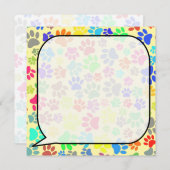 Farbenfrohe Cartoon Puppy Paw Prints Mitteilungskarte (Vorne/Hinten)