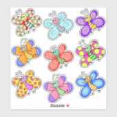 Farbenfrohe Cartoon Schmetterlinge Aufkleber (Blatt)