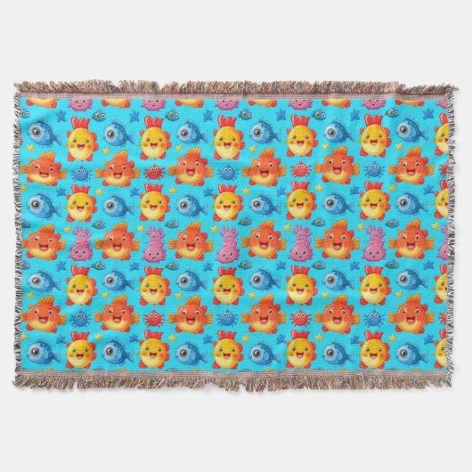 Farbenfrohe Cartoon Sea Creatures Muster Decke (Vorderseite)