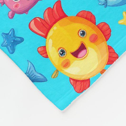 Farbenfrohe Cartoon Sea Creatures Muster Fleecedecke (Ecke)