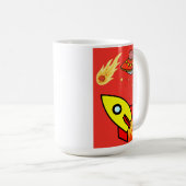 Farbenfrohe Cartoon Space Adventure Rocket, UFO Kaffeetasse (VorderseiteRechts)