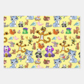 Farbenfrohe Cartoon Tiere Geschenkpapier Set (Vorderseite 2)