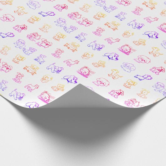 Farbenfrohe Cartoon Tiermuster Geschenkpapier (Ecke)