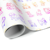 Farbenfrohe Cartoon Tiermuster Geschenkpapier (Rolleneckpunkt)