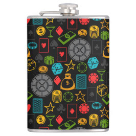 Farbenfrohe Casino Icons Flask Flachmann