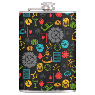 Farbenfrohe Casino Icons Flask Flachmann