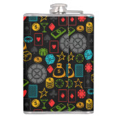 Farbenfrohe Casino Icons Flask Flachmann (Rückseite)