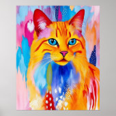 Farbenfrohe Cat Art Print - Lebhaftes und feines D Poster (Vorne)