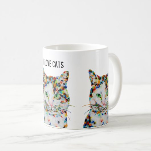Farbenfrohe Cat Art Tasse (VorderseiteRechts)