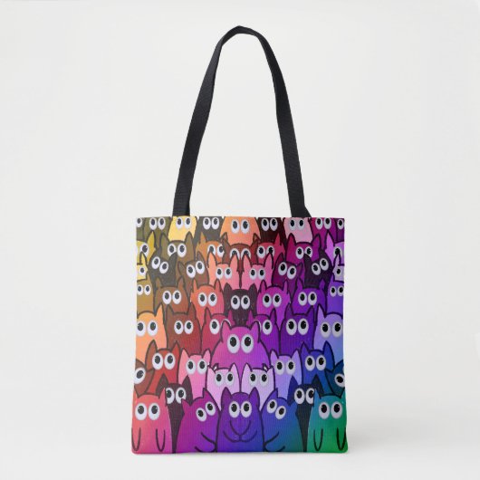 Farbenfrohe Cat Crowd Rainbow Gradient Kittern Pat Tasche (Vorderseite)