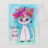 Farbenfrohe Cat Fun Spring Blume Niedlich Inspirat Postkarte (Vorderseite)