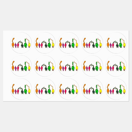 Farbenfrohe Cat Hintern Etiketten (Blatt)
