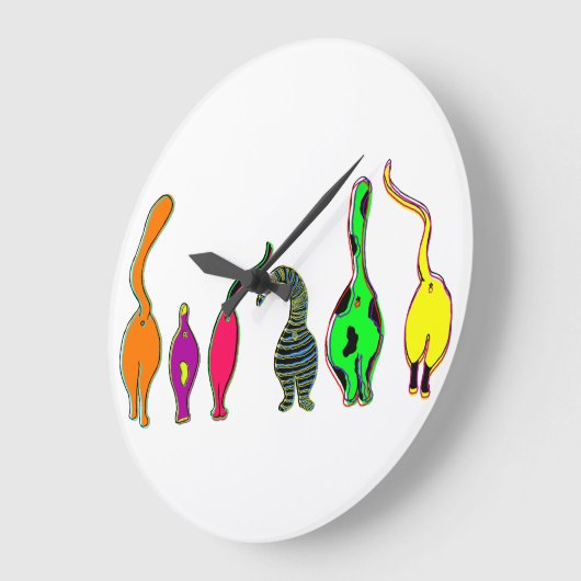 Farbenfrohe Cat Hintern Große Wanduhr (Winkel)