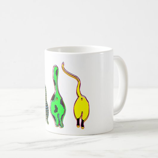 Farbenfrohe Cat Hintern Kaffeetasse (VorderseiteRechts)