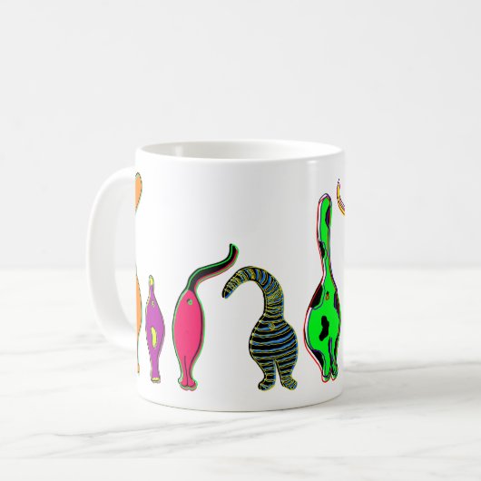 Farbenfrohe Cat Hintern Kaffeetasse (Vorderseite Links)