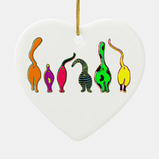 Farbenfrohe Cat Hintern Keramik Ornament (Hinten)