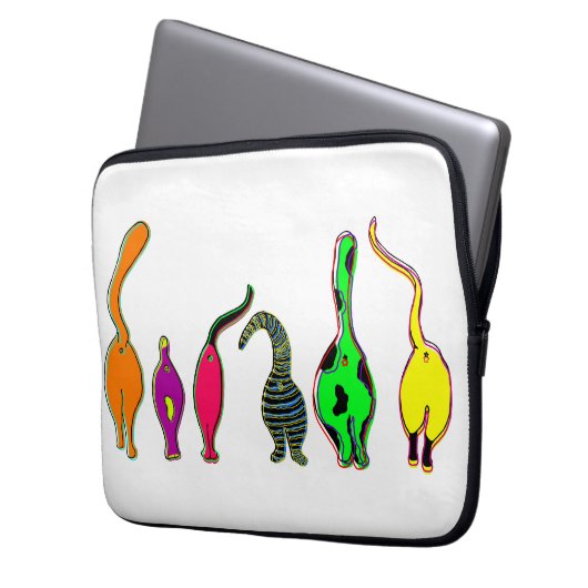 Farbenfrohe Cat Hintern Laptopschutzhülle (Vorderseite Links)