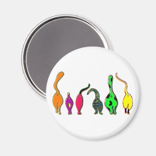 Farbenfrohe Cat Hintern Magnet (Vorderseite/Rückseite)