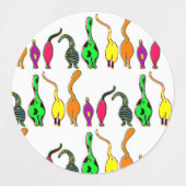 Farbenfrohe Cat Hintern Muster Etiketten (Design 1)